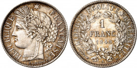 IIe REPUBLIQUE (1848-1852). 
1 Franc « Cérès » 1849 A=Paris
A/ REPUBLIQUE FRANÇAISE. Cérès à gauche, une étoile au-dessus de sa tête.
R/ LIBERTE.EG...