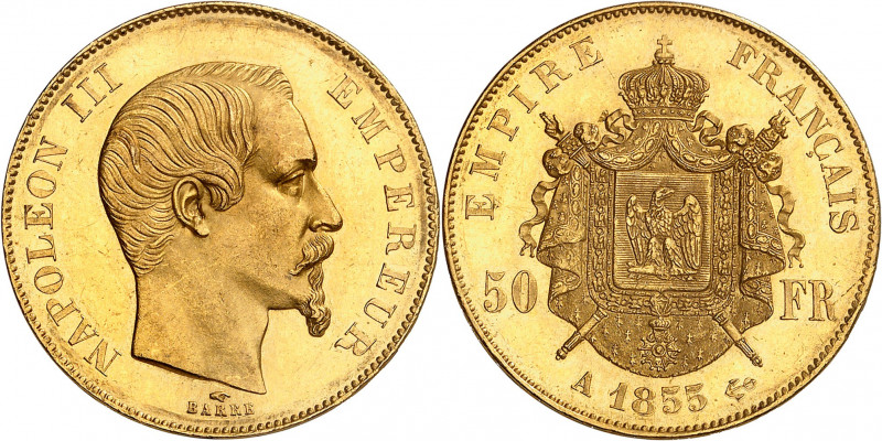 NAPOLEON III (1852-1870). 
50 Francs « Tête nue » 1855 A= Paris.
A/ NAPOLEON I...