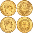 NAPOLEON III (1852-1870). 
10 Francs « Tête nue » 1855 A=Paris. Gad.1014. SUP 
10 Francs « Tête nue » 1859 A=Paris. Gad.1014. TTB à SUP 
(Lot de 2 ...