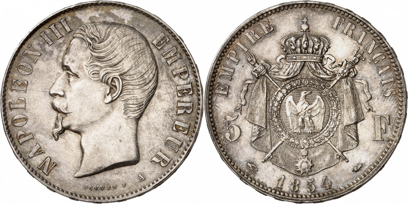 NAPOLEON III (1852-1870). 
5 Francs « Tête nue » 1854 A=Paris.
A/ NAPOLEON III...