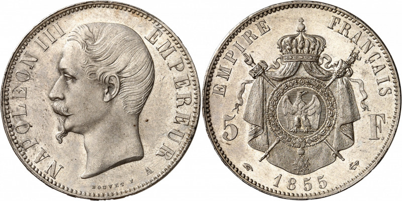 NAPOLEON III (1852-1870). 
5 Francs « Tête nue » 1855 A=Paris (main-ancre).
A/...