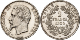 NAPOLEON III (1852-1870). 
2 Francs « Tête nue » 1854 A=Paris.
A/ NAPOLEON III EMPEREUR. Tête nue du Roi à gauche.
R/ EMPIRE FRANÇAIS. Écusson aux ...