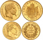 NAPOLEON III (1852-1870). 
20 Francs or 1868 A=Paris. et 10 Francs or 1866 BB=Strasbourg.
A/ NAPOLEON III EMPEREUR. Sa tête laurée à droite.
R/ EMP...