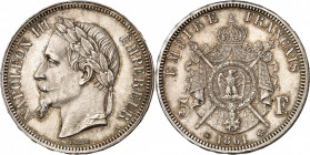 NAPOLEON III (1852-1870). 
5 Francs 1861 A=Paris. (22 098 ex.).
A/ NAPOLEON III EMPEREUR. Sa tête laurée à droite.
R/ EMPIRE FRANÇAIS. Armoiries co...