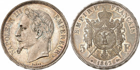 NAPOLEON III (1852-1870). 
5 Francs 1862 A=Paris. (27 819 ex.).
A/ NAPOLEON III EMPEREUR. Sa tête laurée à droite.
R/ EMPIRE FRANÇAIS. Armoiries co...