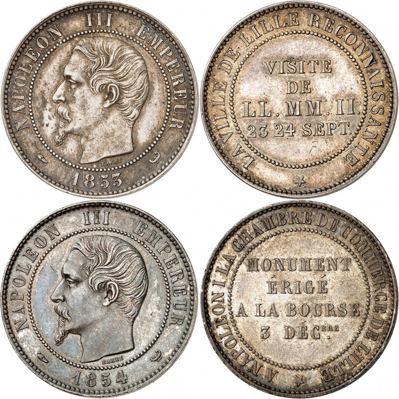 NAPOLEON III (1852-1870). 
Médailles de Visite. Module de 10 Centimes en argent...