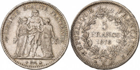IIIe REPUBLIQUE (1871-1940).
5 Francs « Hercule » 1878 A=Paris. (1 154 ex.).
A/ LIBERTE EGALITE FRATERNITE. Hercule debout de face entre l’Égalité e...