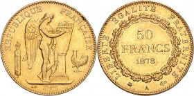 IIIe REPUBLIQUE (1871-1940).
50 Francs « Dieu protège la France » 1878 A=Paris. (5 294 ex.).
A/ RÉPUBLIQUE FRANÇAISE. Le Génie de la République grav...