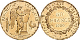IIIe RÉPUBLIQUE (1871-1940).
50 Francs « Dieu protège la France » 1900 A=Paris. (200 ex.).
A/ RÉPUBLIQUE FRANÇAISE. Le Génie de la République gravan...