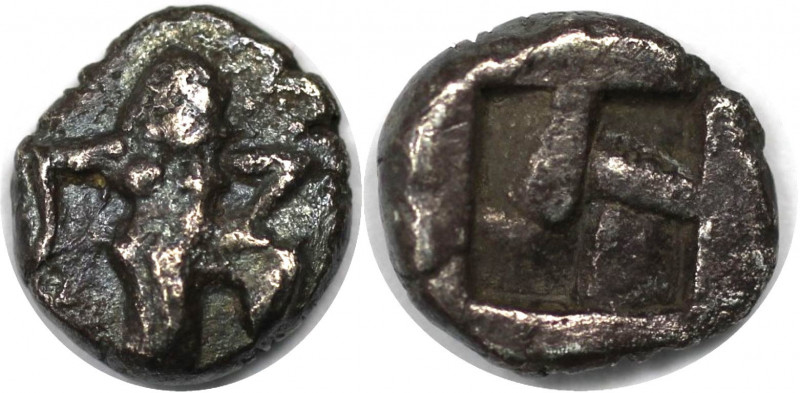 Griechische Münzen, THRACIA. THASOS. Obol um 500 v. Chr. Vs.: Satyr n. r. Rs.: Q...