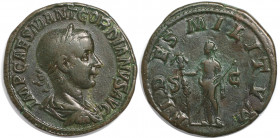 Römische Münzen, MÜNZEN DER RÖMISCHEN KAISERZEIT. Gordian III., Sesterz 238-244 n. Chr. 21,63 g. Ric.: 254a, C.: 88. Sehr schön, Dunkelgrüne Patina...
