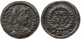 Römische Münzen, MÜNZEN DER RÖMISCHEN KAISERZEIT. Gratian (367-383 n. Chr). Ae 4. (1.74 g. 16 mm) Vs.: D N GRATIANVS PF AVG, Drapierte, Büste mit Perl...