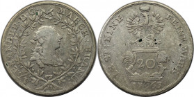 Altdeutsche Münzen und Medaillen, BRANDENBURG - ANSBACH. Christian Friedrich Karl Alexander (1757-1791). 20 Kreuzer 1763, Schwabach. Silber. Sehr schö...