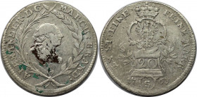 Altdeutsche Münzen und Medaillen, BRANDENBURG - ANSBACH. Christian Friedrich Karl Alexander (1757-1791). 20 Kreuzer 1763 S. Silber. Flecken. Sehr schö...