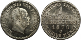 Altdeutsche Münzen und Medaillen, BRANDENBURG IN PREUSSEN. Wilhelm I. (1861-1888). 1 Silbergroschen 1870 C. Billon. KM 485, AKS 103. Stempelglanz