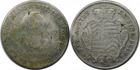 Altdeutsche Münzen und Medaillen, HANAU - MÜNZENBERG. Wilhelm IX. von Hessen-Kassel (1760-1785). 20 Kreuzer 1765 IIE. Kleiner Kopf n.r. / Gekr. Wappen...
