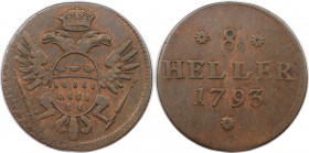 Altdeutsche Münzen und Medaillen, KÖLN. 8 Heller 1793. Kupfer. KM 446. Sehr schön+
