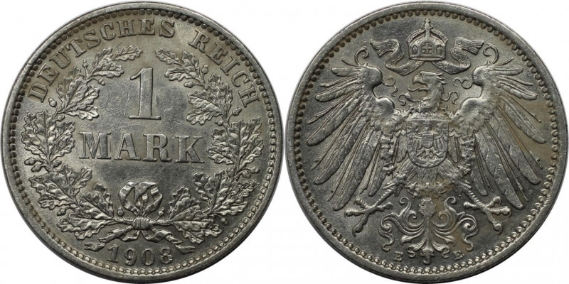 Deutsche Münzen und Medaillen ab 1871, REICHSKLEINMÜNZEN. 1 Mark 1908 E. Silber....