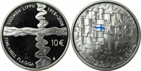 Europäische Münzen und Medaillen, Finnland / Finland. 90. Jahrestag der finnischen Flagge. 10 Euro 2008. 25,50 g. 0.925 Silber. 0.75 OZ. KM 140. Polie...