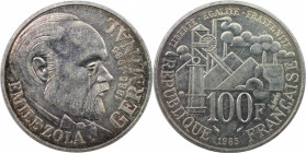 Europäische Münzen und Medaillen, Frankreich / France. 100 Jahre Roman "Germinal" von Emile Zola. 100 Francs 1985. Silber. KM 957. Fast Stempelglanz