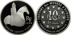 Europäische Münzen und Medaillen, Frankreich / France. Chinesischer Reiter. 10 Francs - 1-1/2 Euro 1996. 22,20 g. 0.900 Silber. 0.64 OZ. KM 1158. Poli...