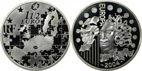 Europäische Münzen und Medaillen, Frankreich / France. Europa Serie: EU-Erweiterung. 1-1/2 Euro 2004. 22,20 g. 0.900 Silber. 0.64 OZ. KM 1391. Poliert...