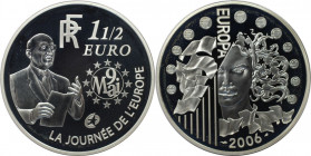 Europäische Münzen und Medaillen, Frankreich / France. Europäische Währungsunion, 7. Ausgabe. 120. Geburtstag von Robert Schuman. 1-1/2 Euro 2006. 22,...
