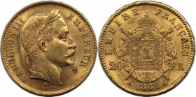 Europäische Münzen und Medaillen, Frankreich / France. Napoleon III. (1852-1870). 20 Francs 1868 A. 6,44 g. 0.900 Gold. KM 801.1. Vorzüglich