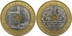Europäische Münzen und Medaillen, Frankreich / France. Mittelmeerspiele. 20 Francs 1993. KM 1016. Stempelglanz