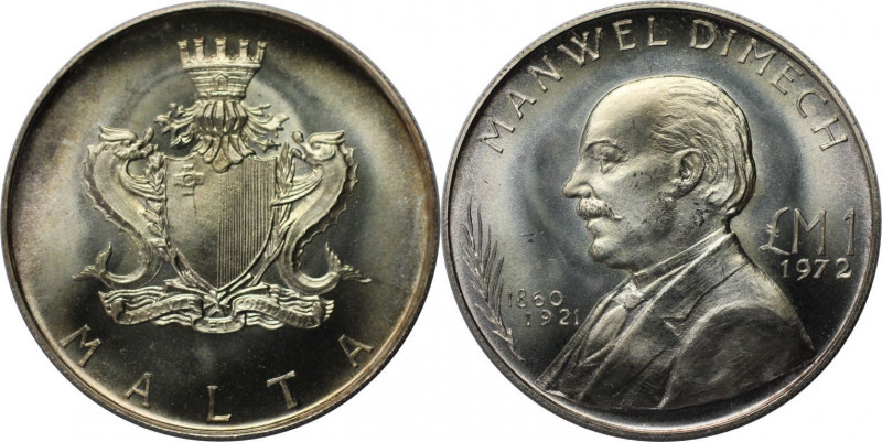 Europäische Münzen und Medaillen, Malta. Manwel Dimech. 1 Pound 1972. 10,0 g. 0....