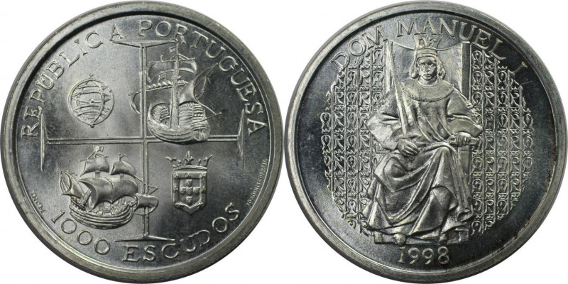 Europäische Münzen und Medaillen, Portugal. Dom Manuel I. 1000 Escudos 1998. 27,...