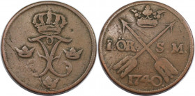 Europäische Münzen und Medaillen, Schweden / Sweden. Friedrich I. (1720-1751). 1 Öre 1740. Kupfer. KM 416.1. Sehr schön+