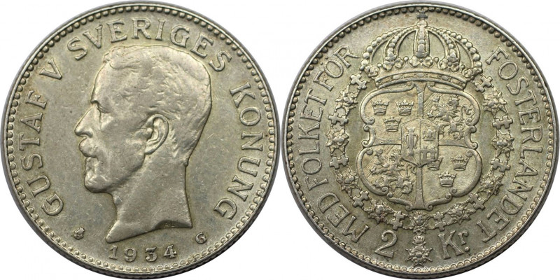 Europäische Münzen und Medaillen, Schweden / Sweden. Gustaf V. (1907-1950). 2 Kr...