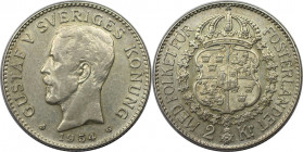 Europäische Münzen und Medaillen, Schweden / Sweden. Gustaf V. (1907-1950). 2 Kronor 1934. Silber. KM 787. Sehr schön