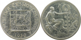 Europäische Münzen und Medaillen, Tschechoslowakei / Czechoslovakia. 10 Kronen 1930. Silber. KM 15. Sehr schön-vorzüglich