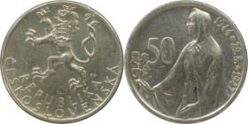 Europäische Münzen und Medaillen, Tschechoslowakei / Czechoslovakia. 3. Jahrestag des slowakischen Aufstandes. 50 Kronen 1947. 10,0 g. 0.500 Silber. 0...