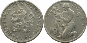 Europäische Münzen und Medaillen, Tschechoslowakei / Czechoslovakia. 10 Jahre Befreiung. 10 Kronen 1955. 12,0 g. 0.500 Silber. 0.19 OZ. KM 42. Stempel...