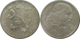 Europäische Münzen und Medaillen, Tschechoslowakei / Czechoslovakia. 365. Geburtstag von Bischof J. A. Komensky. 10 Kronen 1957. Silber. KM 48. Vorzüg...