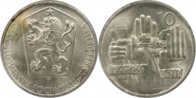 Europäische Münzen und Medaillen, Tschechoslowakei / Czechoslovakia. 20. Jahrestag - Slowakischer Nationalaufstand. 10 Kronen 1964. 12,0 g. 0.500 Silb...