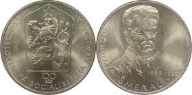 Europäische Münzen und Medaillen, Tschechoslowakei / Czechoslovakia. 100. Geburtstag von Bohumír Smeral. 100 Kronen 1980. 9,0 g. 0.500 Silber. 0.14 OZ...