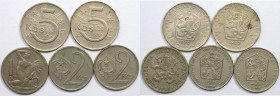Europäische Münzen und Medaillen, Tschechoslowakei / Czechoslovakia, Lots und Sammlungen. 1 Kronen 1937, 2 Kronen 1974, 2 Kronen 1980, 5 Kronen 1979, ...