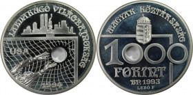 Europäische Münzen und Medaillen, Ungarn / Hungary. Fußball WM 1994. 1000 Forint 1993. 31,46 g. 0.925 Silber. 0.94 OZ. KM 706. Stempelglanz