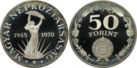 Europäische Münzen und Medaillen, Ungarn / Hungary. 25. Jahrestag der Befreiung. 50 Forint 1970. 16,0 g. 0.640 Silber. 0.33 OZ. KM 592. Polierte Platt...