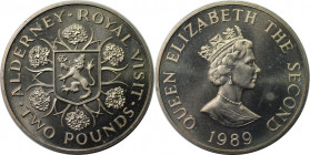 Weltmünzen und Medaillen, Alderney. Königlicher Besuch. 2 Pounds 1989. Kupfer-Nickel. KM 1. Stempelglanz