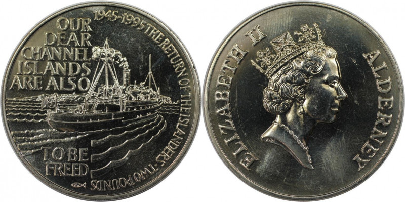 Weltmünzen und Medaillen, Alderney. 50. Jahrestag der Kanalinseln - Islanders Rü...