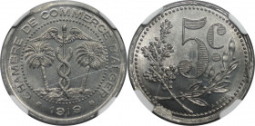 Weltmünzen und Medaillen, Algerien / Algeria. 5 Centimes 1919, Lec # 128. Aluminium. KM TnA1. NGC MS 66