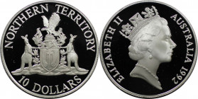 Weltmünzen und Medaillen, Australien / Australia. Elisabeth II. "NORTHERN TERRITORY". 10 Dollars 1992. 20,0 g. 0.925 Silber. 0.59 OZ. KM 188. Polierte...