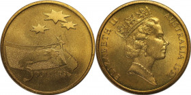 Weltmünzen und Medaillen, Australien / Australia. Internationales Jahr des Weltraums. 5 Dollars 1992. Aluminium-Bronze. KM 190. Stempelglanz