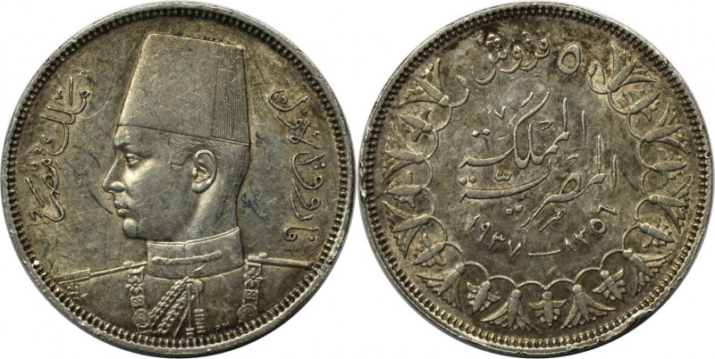 Weltmünzen und Medaillen, Ägypten / Egypt. Farouk I. 5 Piastres 1937. Silber. KM...