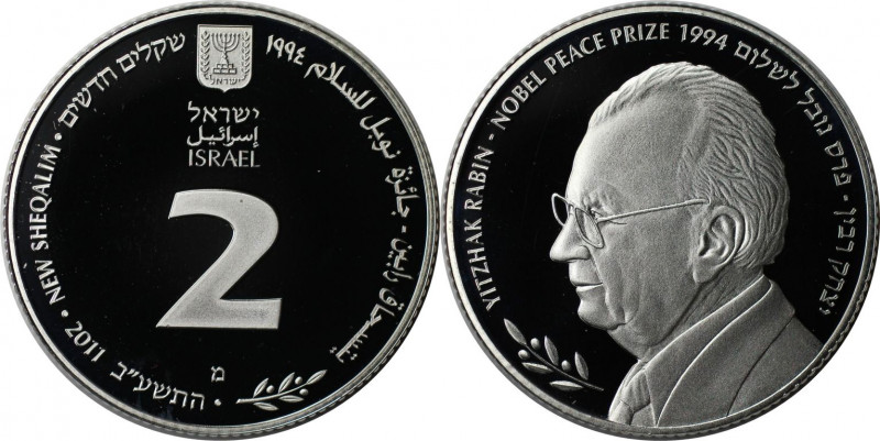 Weltmünzen und Medaillen, Israel. Yitzhak Rabin - Nobelpreis 1994 (mit Peres, Ar...